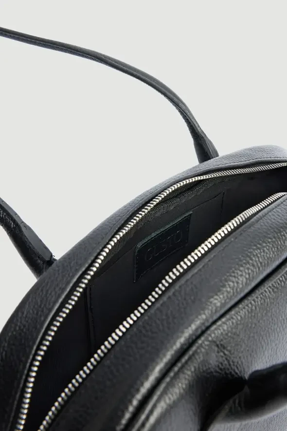 Uzun Saplı Deri Çanta - Siyah - Gusto