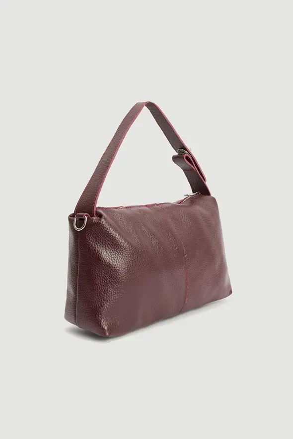 Soft Leather Bag - Burgundy - 5