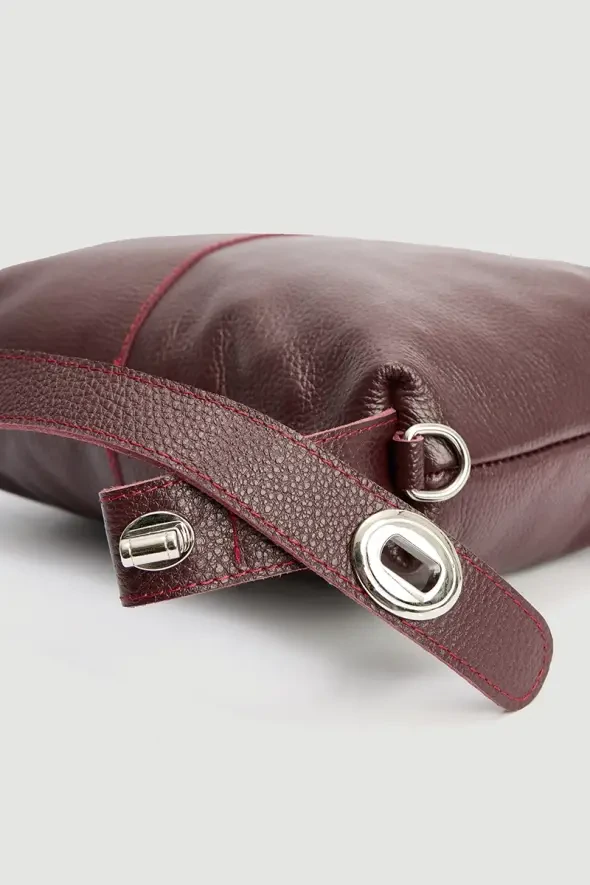 Soft Leather Bag - Burgundy - 3