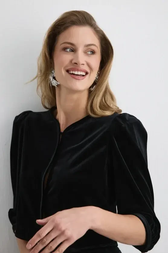Velvet Bolero Jacket - Black - Gusto
