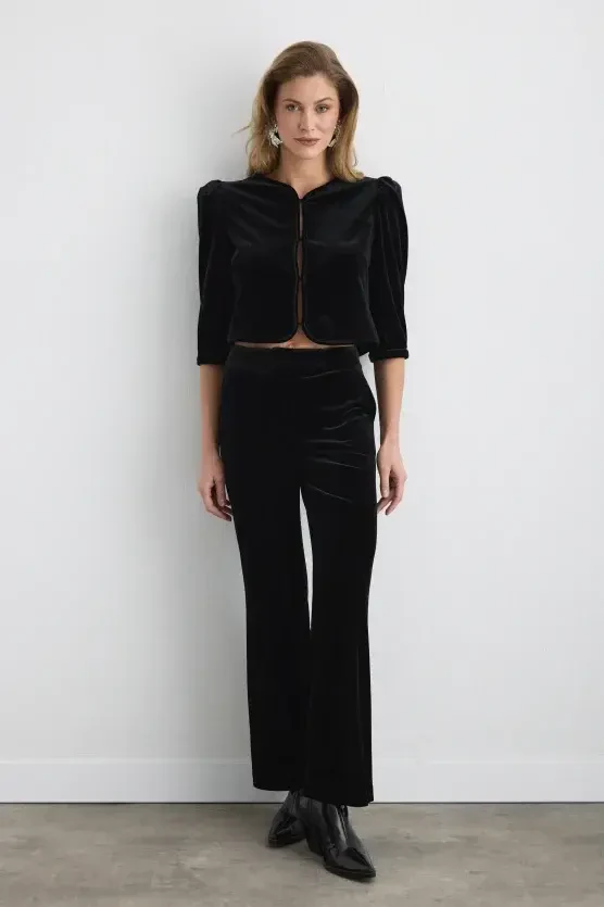 Velvet Bolero Jacket - Black - 2