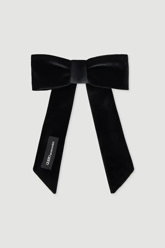 Velvet Bow Hair Clip - Black Black