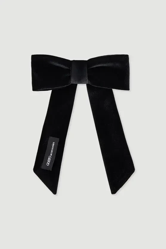 Velvet Bow Hair Clip - Black - Gusto