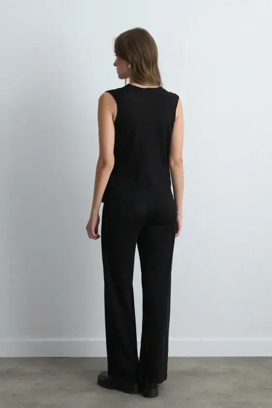 Viscose Knit Shimmer Blouse - Black - 5