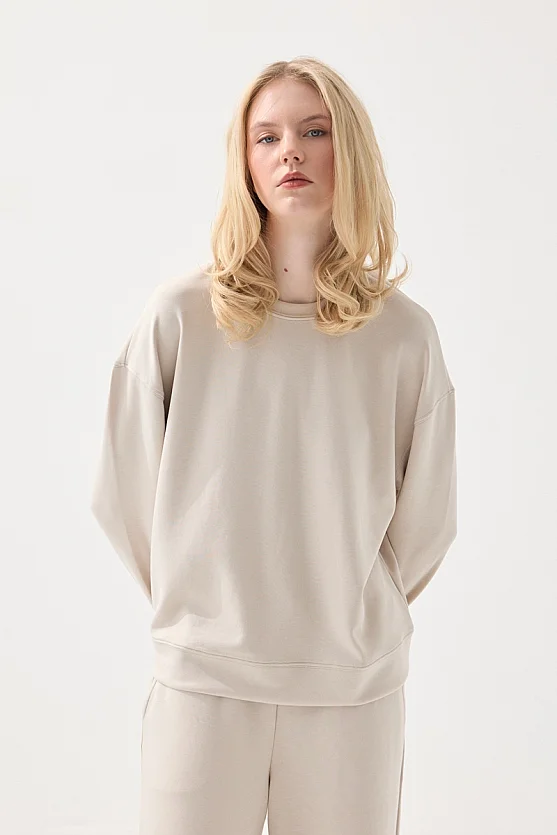 Viskon Sweatshirt - Bej - Gusto