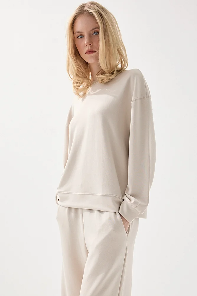 Viskon Sweatshirt - Bej - Gusto