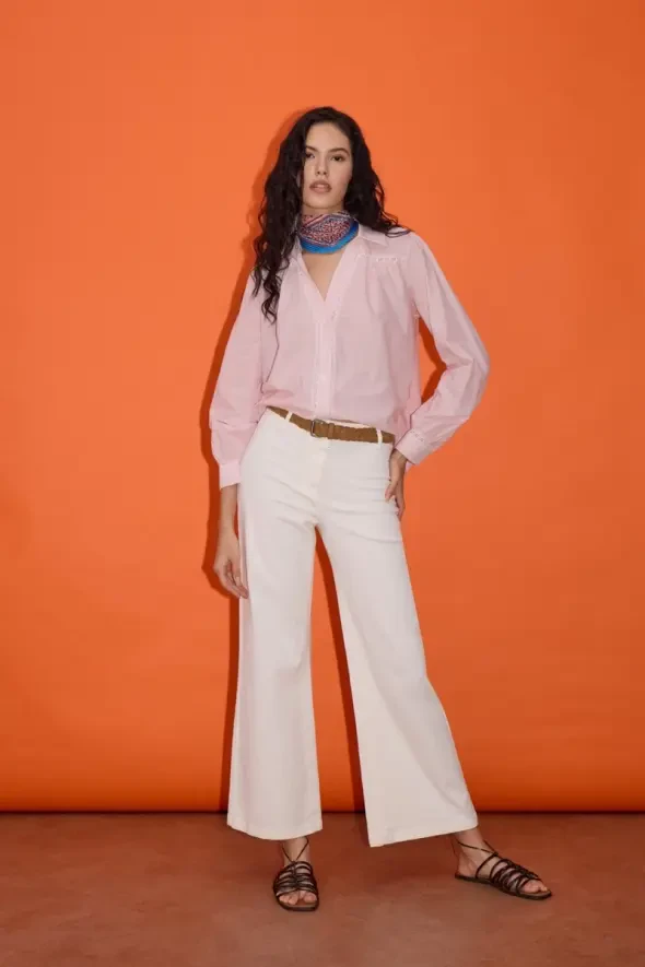 Wıde Leg Bol Paça Kot Pantolon - Ekru - 1