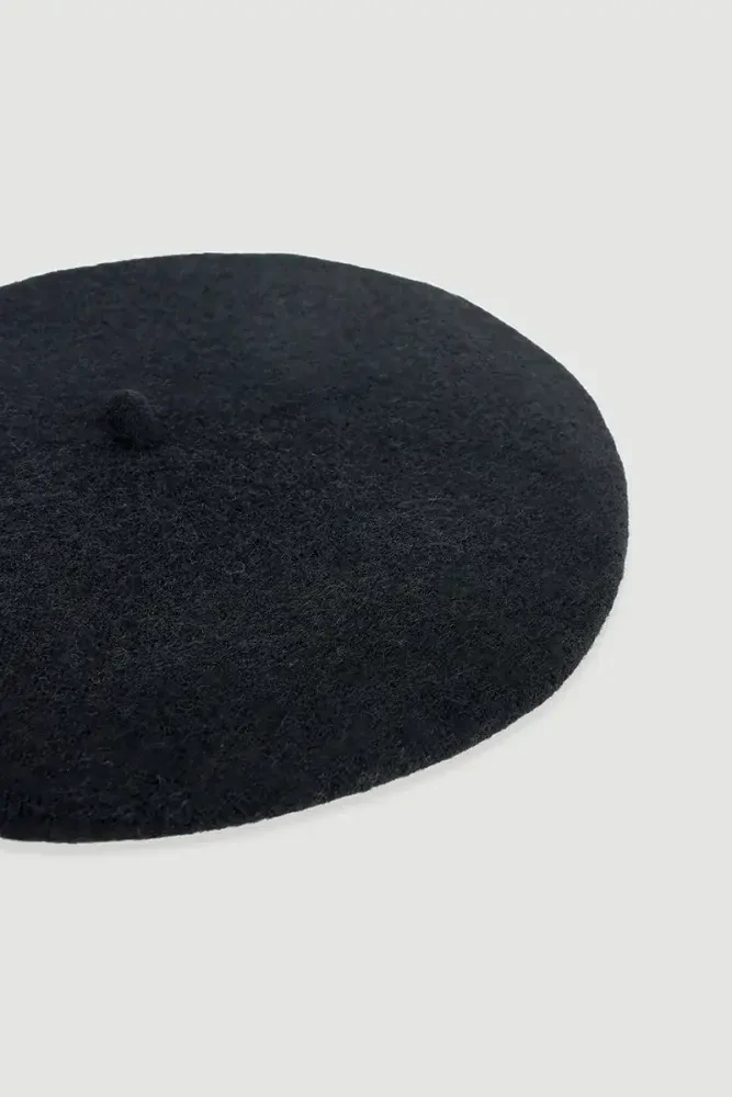 Wool Beret - Black Black