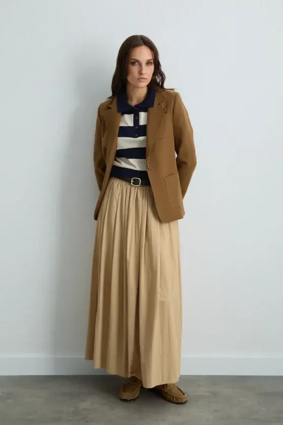 Wool Blazer Jacket - Camel - 3