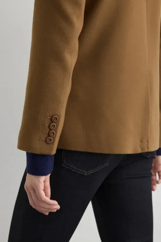 Wool Blazer Jacket - Camel - 8