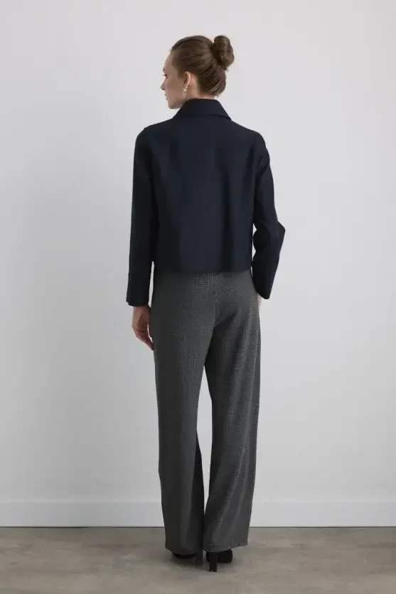 Wool Blend Coat Jacket - Navy - 7