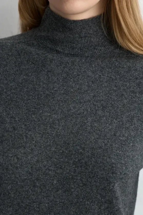 Wool Knit Blouse - Anthracite - Gusto