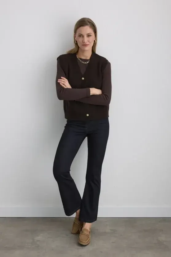 Wool Knit Vest - Brown - 4