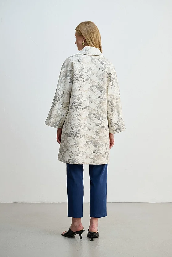Yakalı Jakar Kaftan - Taş - Gusto