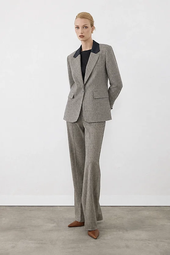 Yakası Garnili Kazayağı Blazer Ceket - Yeşil - Gusto
