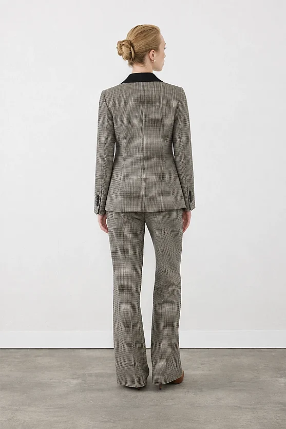 Yakası Garnili Kazayağı Blazer Ceket - Yeşil - Gusto