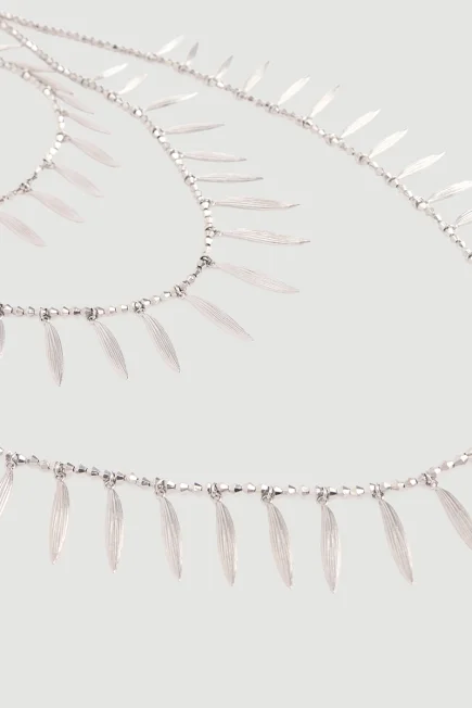 Yaprak Sarkıtlı Çoklu Kolye - Gümüş - Gusto (1)