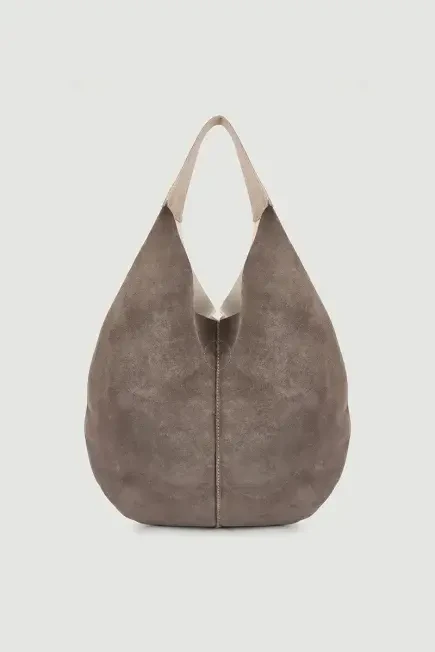 Yavrulu Süet Alışveriş Çantası - Vizon Vizon