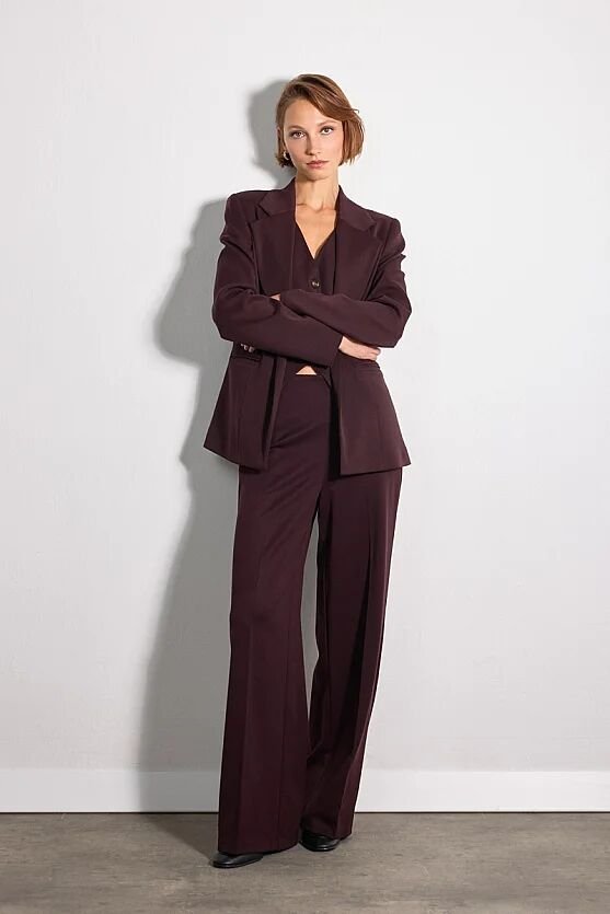 Yelekli Blazer Ceket - Bordo - 2