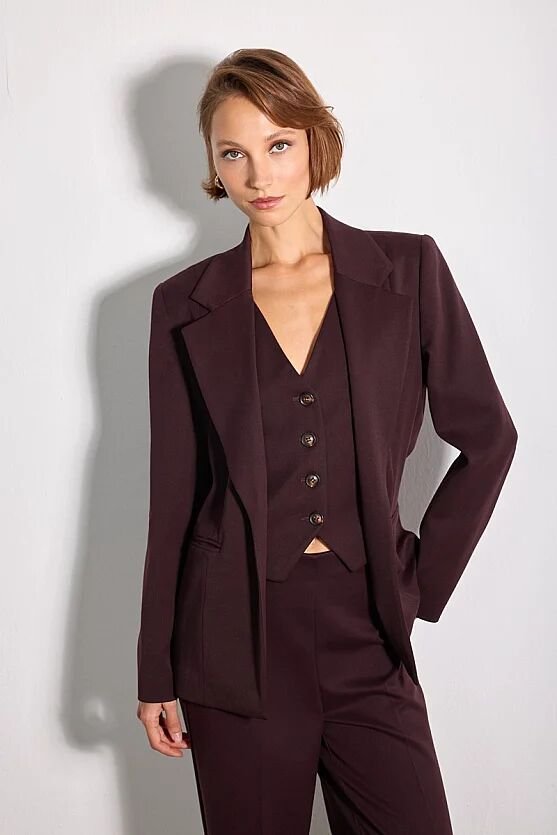 Yelekli Blazer Ceket - Bordo - Gusto