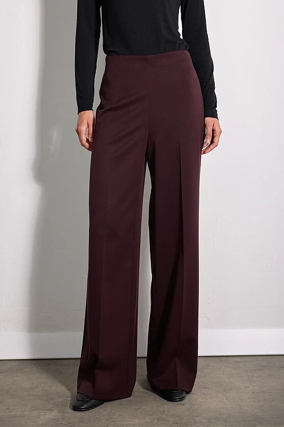 Yüksek Bel Bol Paça Pantolon - Bordo - 2