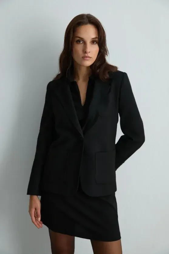 Yünlü Blazer Ceket - Siyah - Gusto