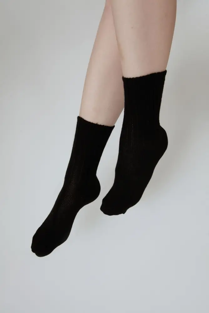 Yünlü Çorap - Siyah Siyah