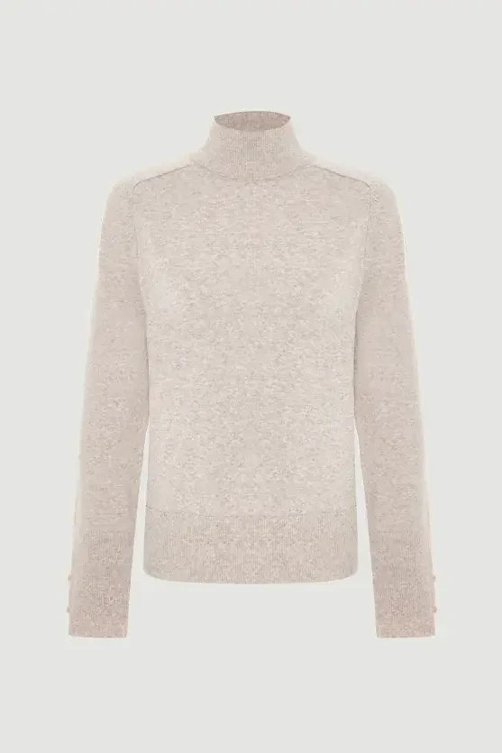 Yünlü Triko Bluz - Bej - Gusto