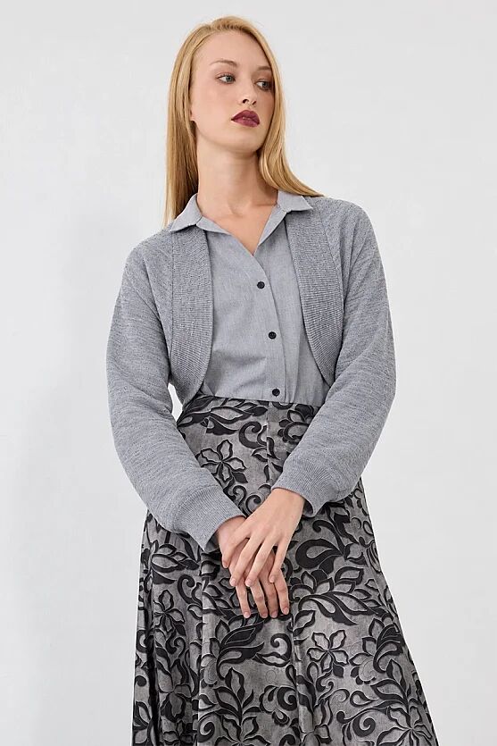 Yünlü Triko Bolero - Gri - 1