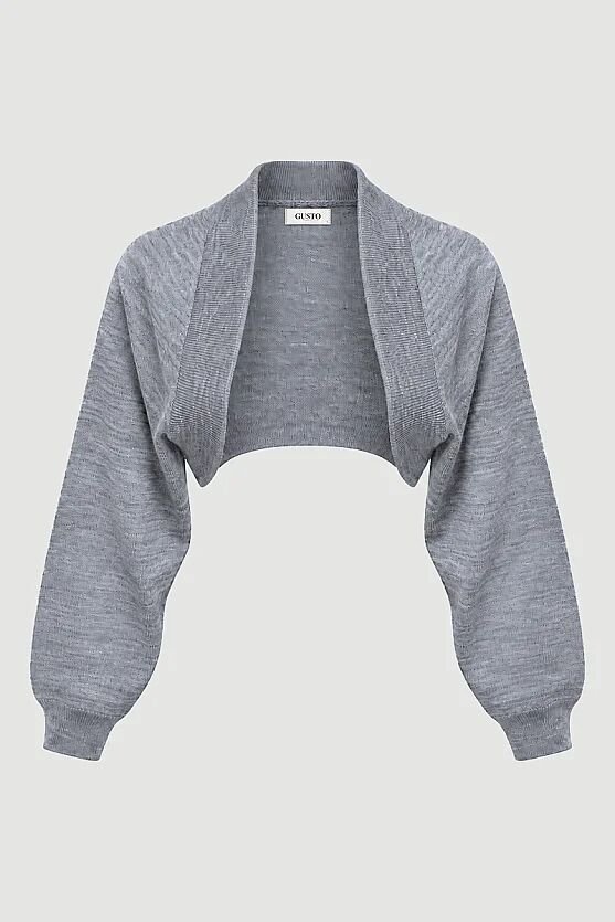 Yünlü Triko Bolero - Gri - 5