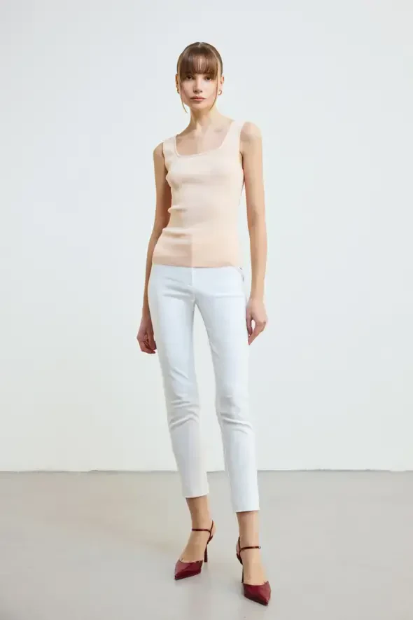 Yuvarlak Yaka Triko Atlet - Pembe - 2