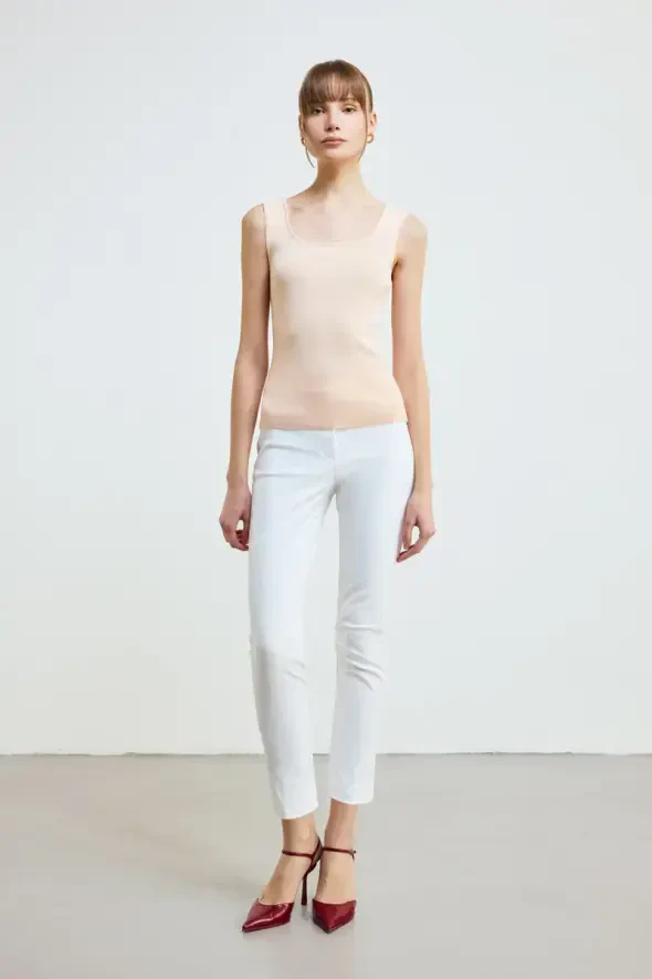 Yuvarlak Yaka Triko Atlet - Pembe - 3
