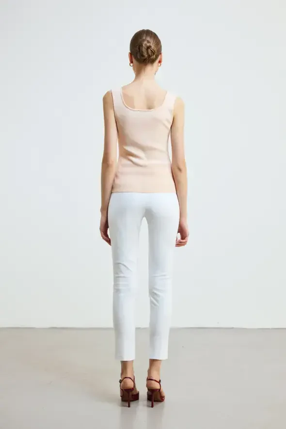 Yuvarlak Yaka Triko Atlet - Pembe - 5