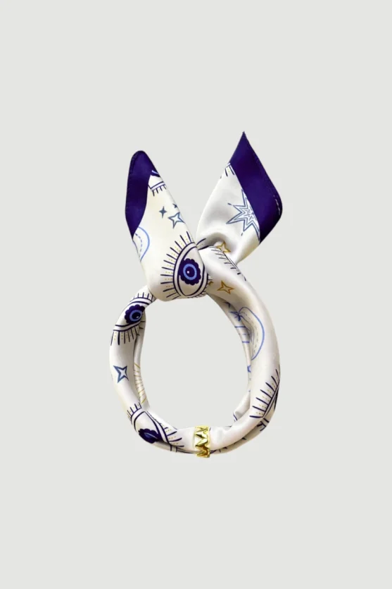 Yüzüklü Desenli Fular - Mavi - Gusto