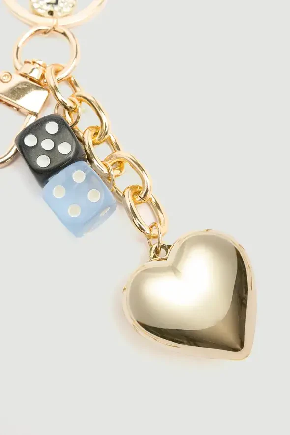 Zarlı Kalpli Charm Anahtarlık - Gold - 3