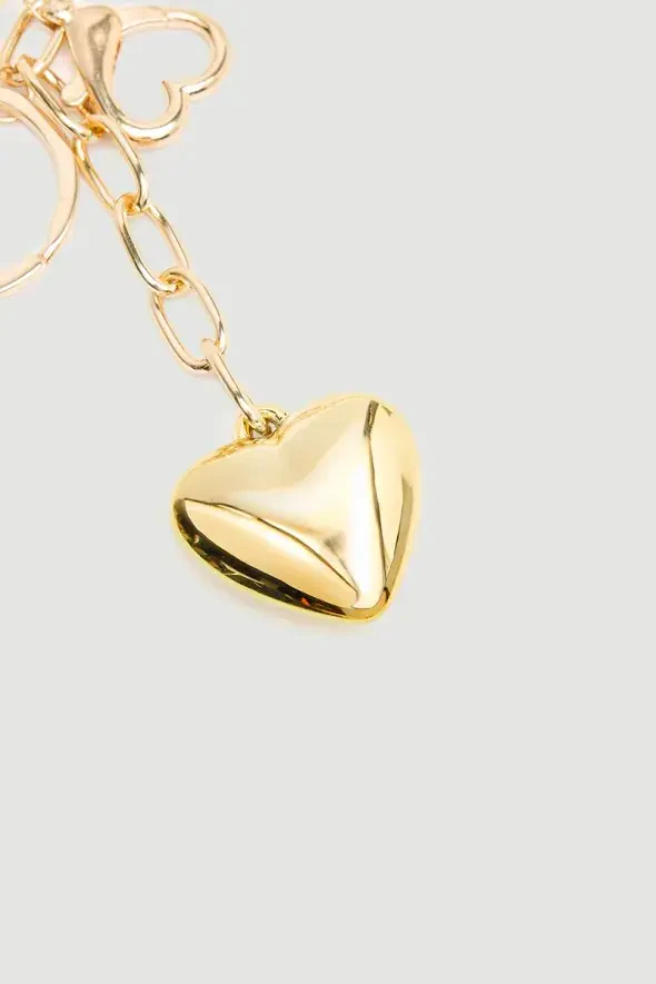 Zarlı Kalpli Charm Anahtarlık - Gold - 4