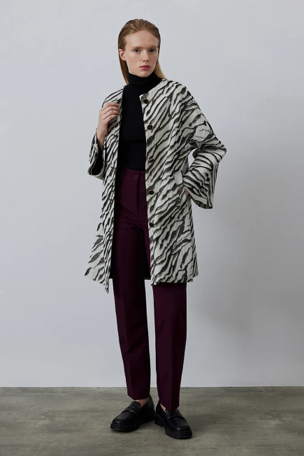 Zebra Desen Kaftan - Siyah Siyah