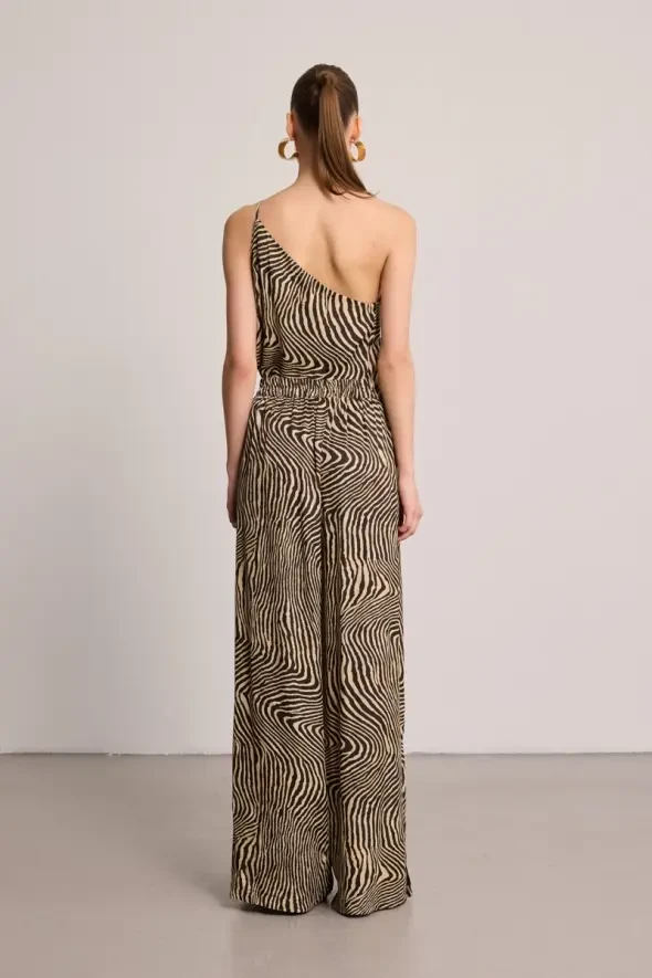 Zebra Desenli Bol Paça Pantolon - Siyah - 6