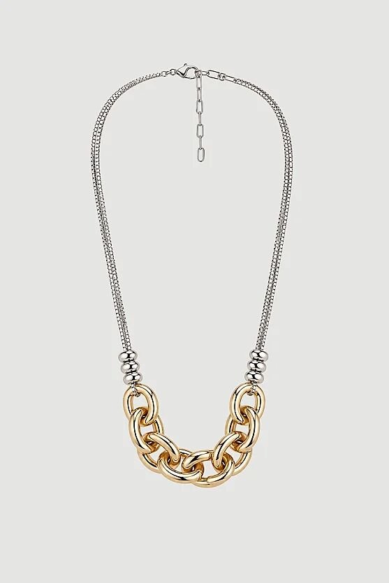 Zincir Detaylı Kolye - Gold - Gusto