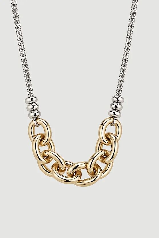 Zincir Detaylı Kolye - Gold - Gusto