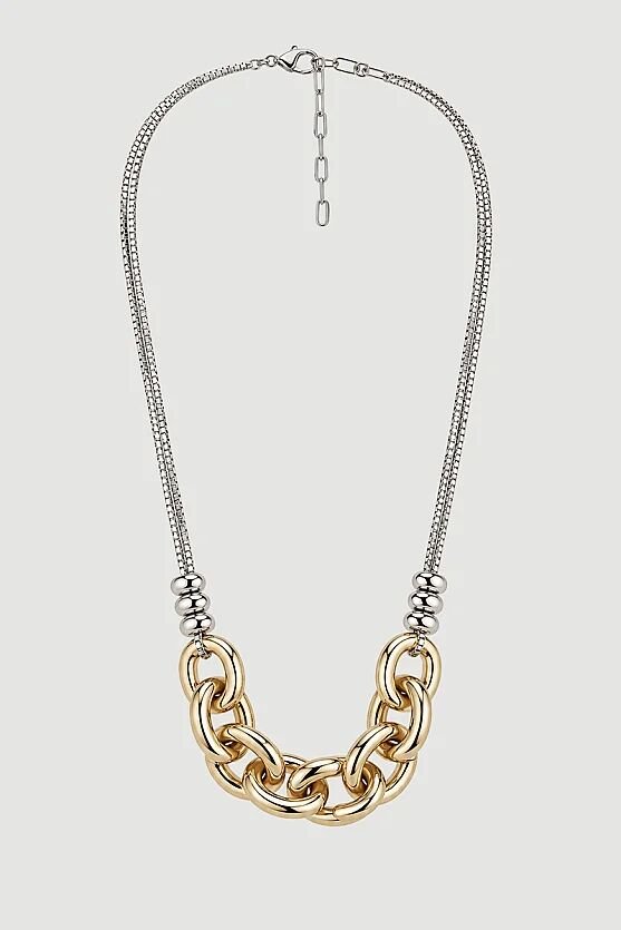 Zincir Detaylı Kolye - Gold - Gusto