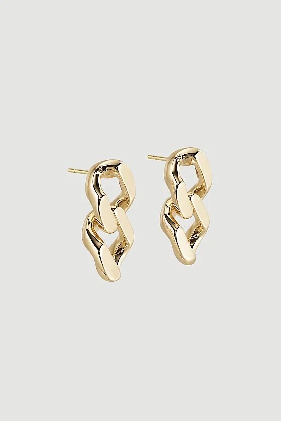 Zincir Görünümlü Küpe - Gold - 3