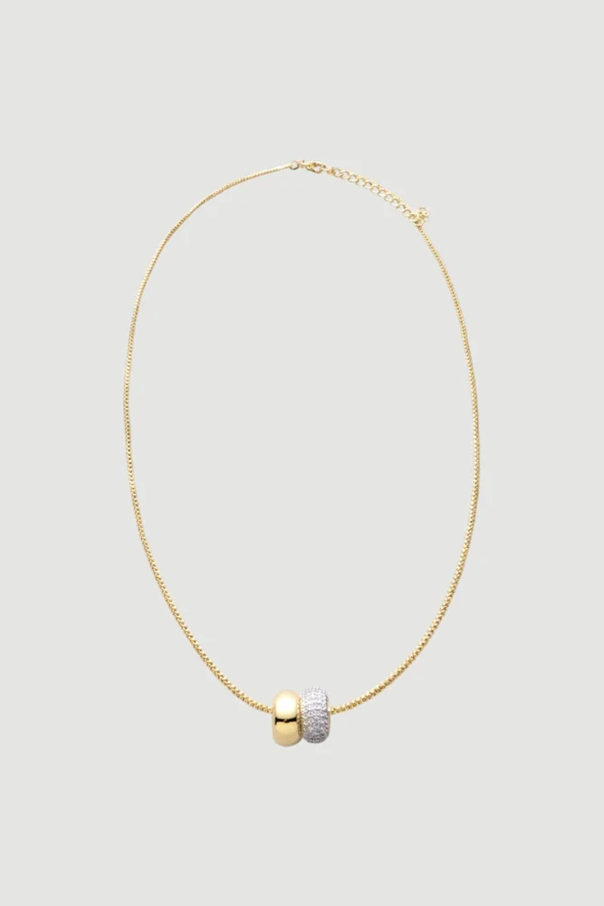 Zincir Ucu Halka Zirkon Kolye - Gold Gold