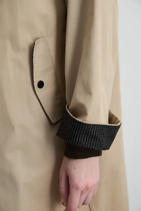 Zippered Cotton Trench Coat - Beige - Gusto