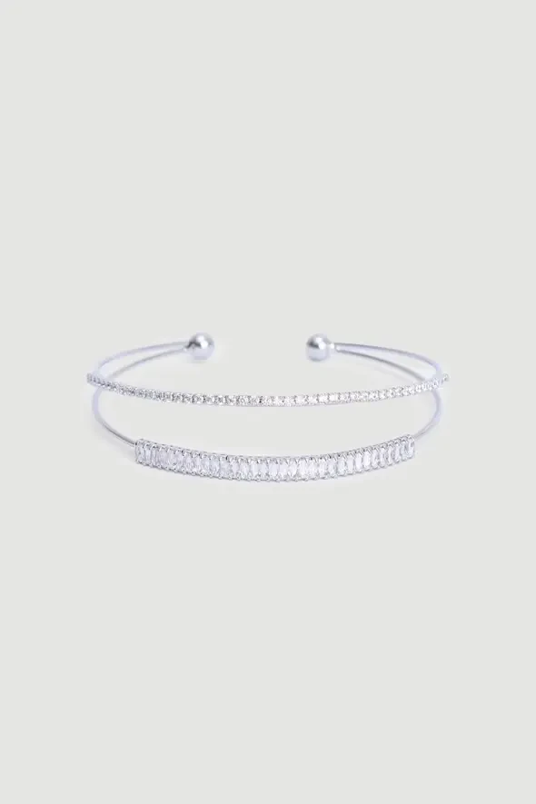 Zircon Stone Bracelet - Silver - 2