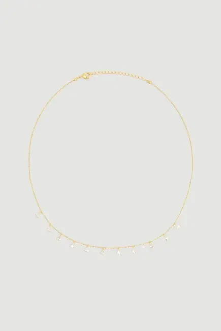 Zirkon Taşlı Damla Kolye - Gold Gold